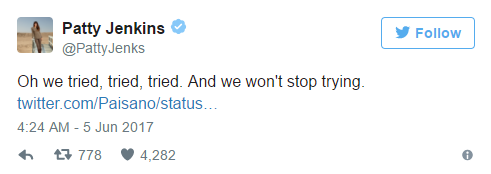 Patty Jenkins risponde su Twitter