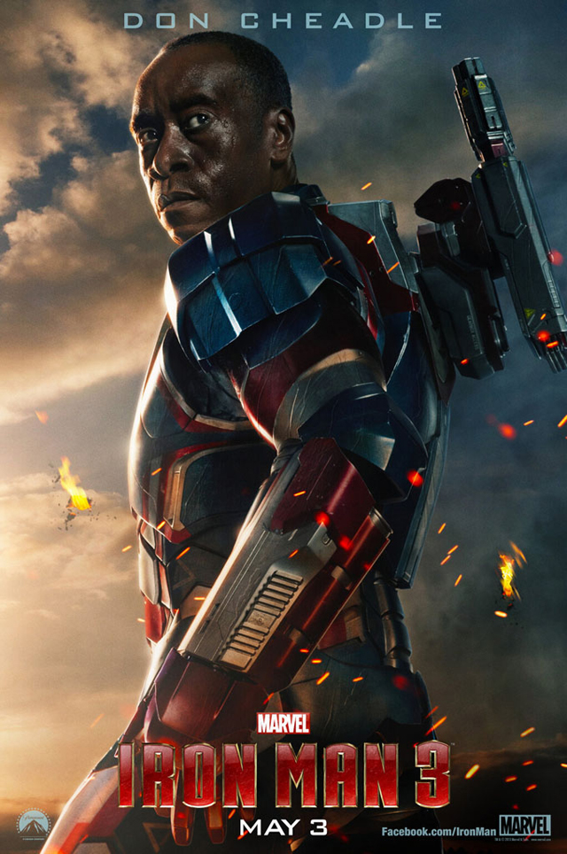 Iron Patriot nel character poster di Iron Man 3 Iron Patriot nel character poster di Iron Man 3