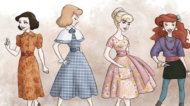 Principesse Disney vestite secondo la moda dell’anno d’uscita del film