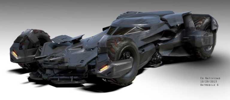 Batman v Superman, concept art: la batmobile e la batcaverna