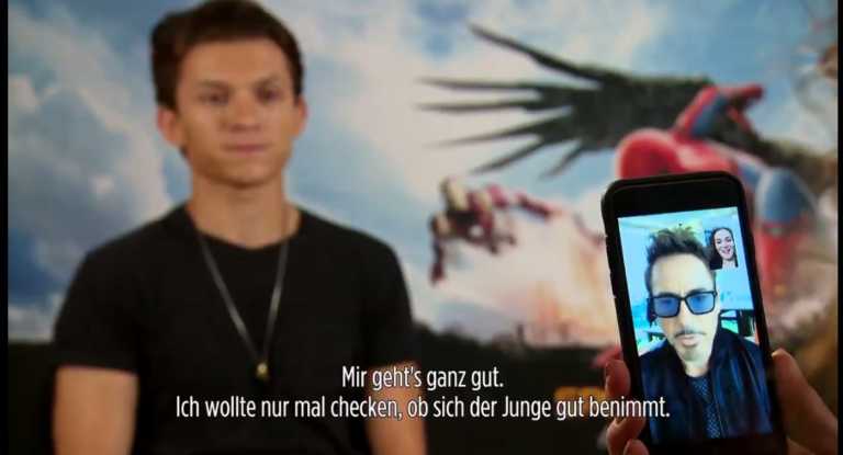Robert Downey Jr. chiama su FaceTime Tom Holland durante un’intervista