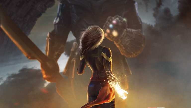 Avengers 4: Captain Marvel ai piedi di Thanos nel fan-made poster di Bosslogic