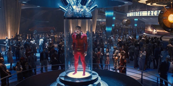 Il costume della Torcia Umana alla Stark Expo