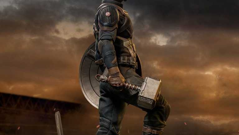 Captain America: una statua dettagliata mostra l’eroe che impugna il Mjolnir