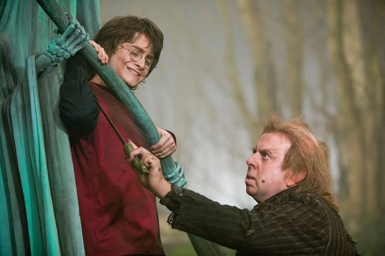 Timothy Spall e Daniel Radcliffe in Harry Potter e il calice di fuoco