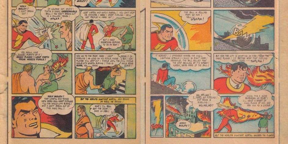 shazam burning comics