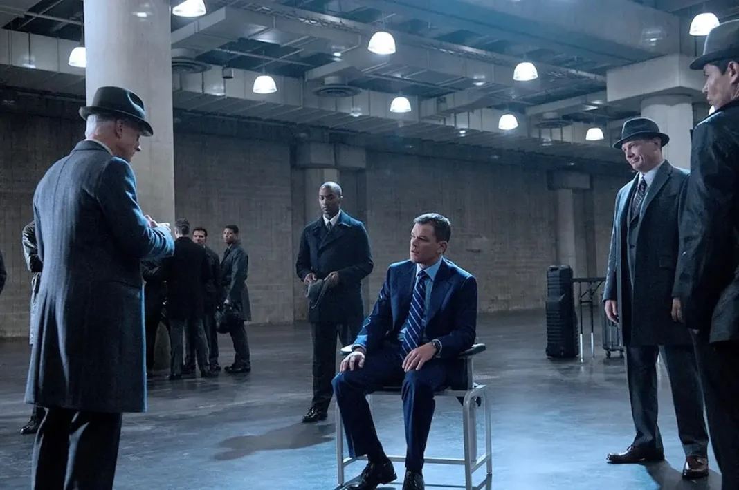 Matt Damon, John Slattery e Anthony Mackie in I guardiani del destino