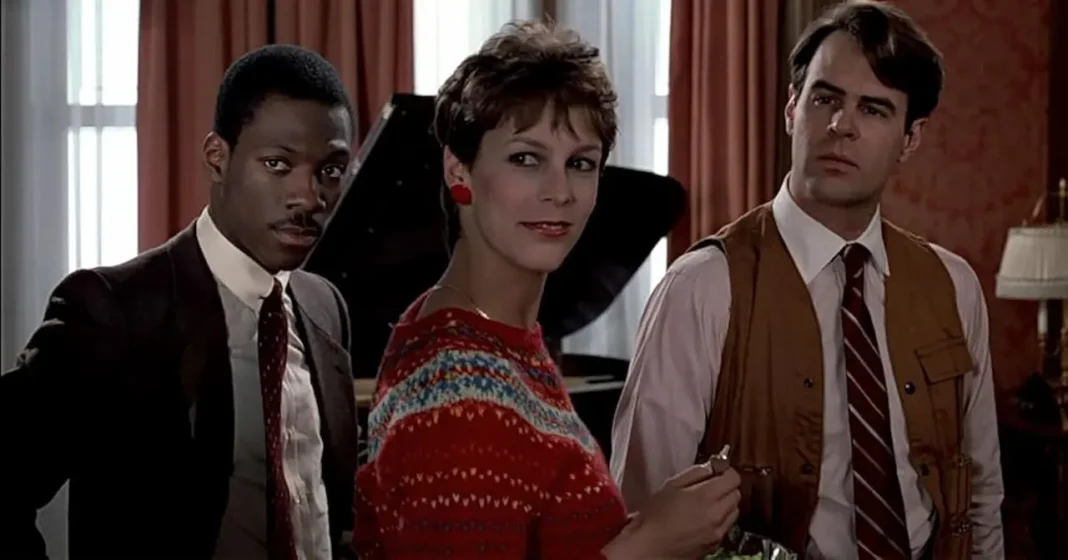 Dan Aykroyd, Jamie Lee Curtis e Eddie Murphy in Una poltrona per due