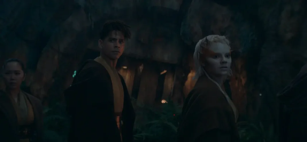 Yord Fandar (Charlie Barnett) and Jedi Padawan Jecki Lon (Dafne Keen) in The Acolyte