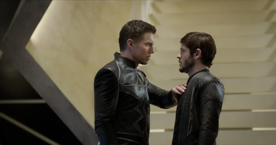 Anson Mount and Iwan Rheon in Inhumans (2017)