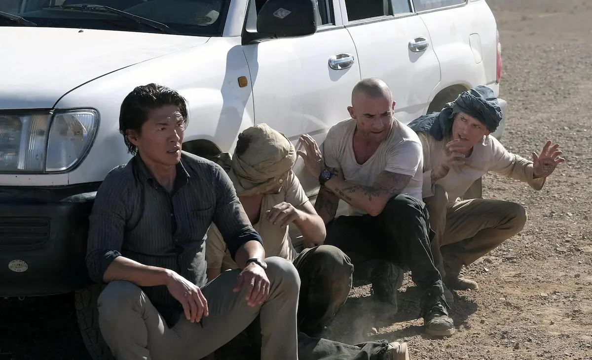 Wentworth Miller, Dominic Purcell, Rick Yune, and Augustus Prew in Prison Break (2005)