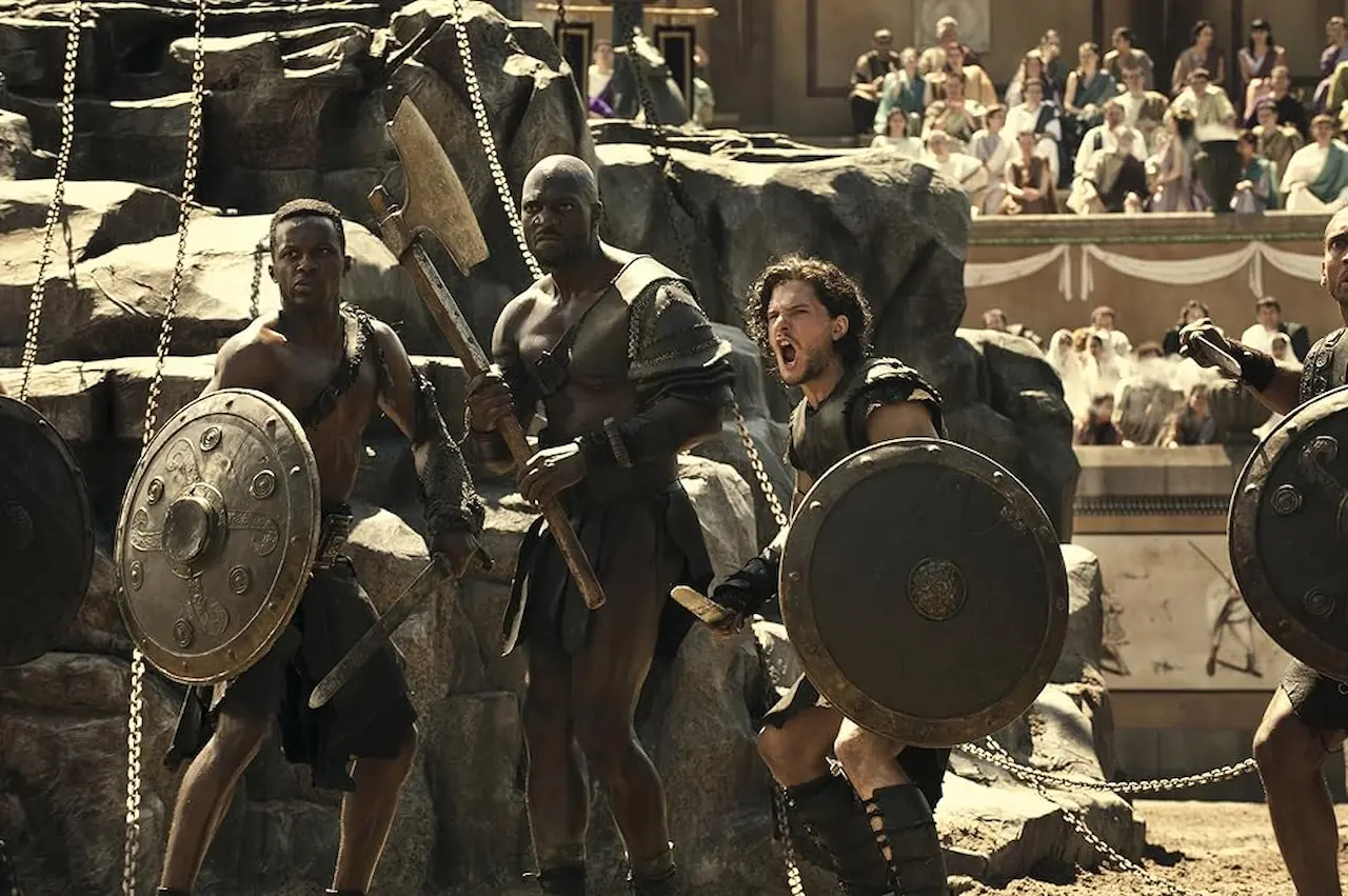 Adewale Akinnuoye-Agbaje, Kit Harington e Emmanuel Kabongo in Pompei