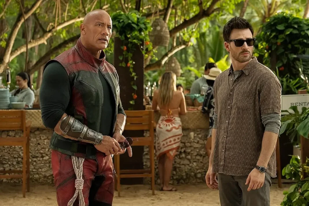 Dwayne Johnson e Chris Evans in Uno Rosso
