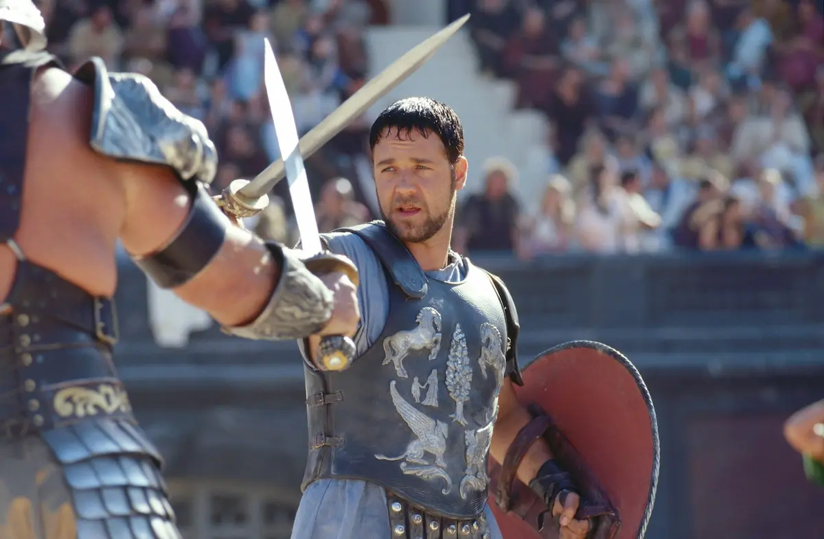 Russell Crowe nel film Il gladiatore (2000)