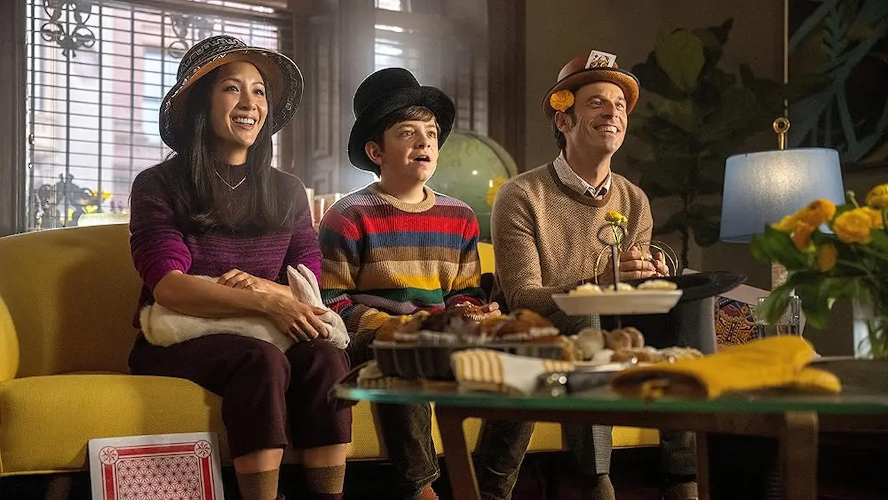 Scoot McNairy, Constance Wu e Winslow Fegley in Il talento di Mr. Crocodile
