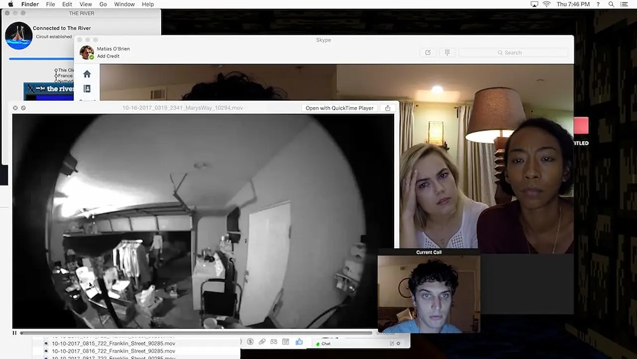 Betty Gabriel, Rebecca Rittenhouse e Colin Woodell in Unfriended Dark Web