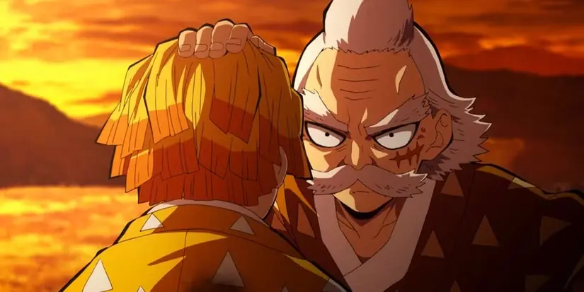 demon-slayer-s-jigoro-puts-a-hand-on-zenitsu-s-head