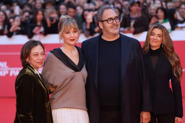 Paola Malanga, Jennifer Lawrence, President of Fondazione Cinema per Roma Salvatore Nastasi e Justine Ciarrocchi