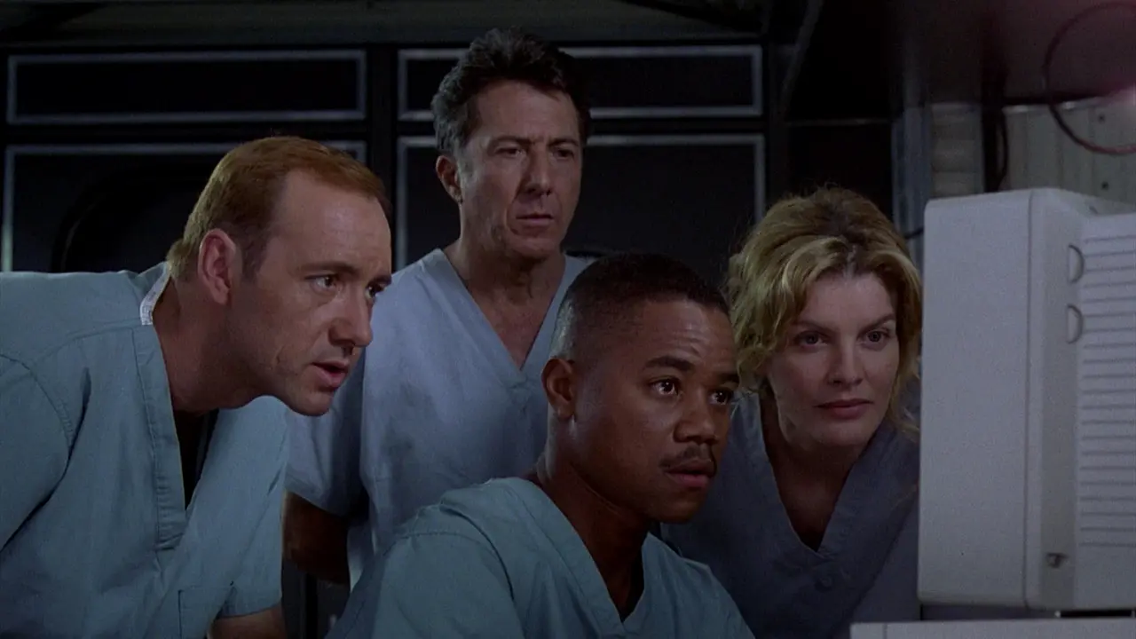 Cuba Gooding Jr, Kevin Spacey, Dustin Hoffmann e Rene Russo in Virus letale