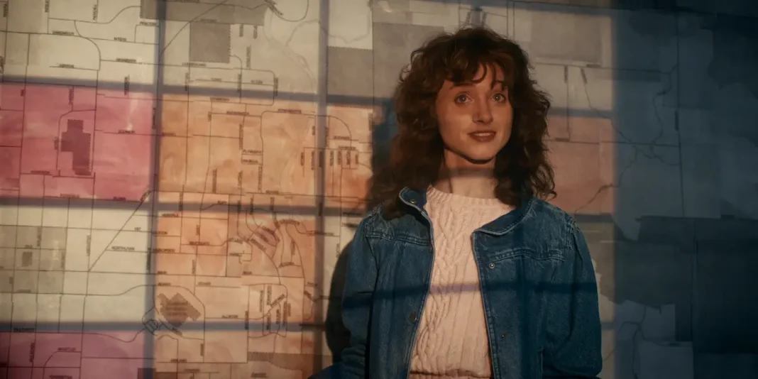 Natalia Dyer nel ruolo di Nancy Wheeler in Stranger Things: Stagione 5
