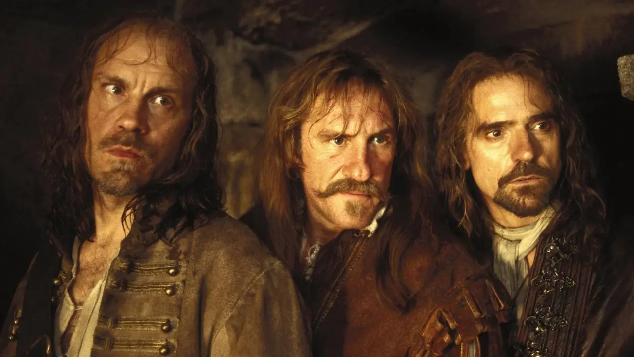 John Malkovich, Gerard Depardieu e Jeremy Irons in La maschera di ferro