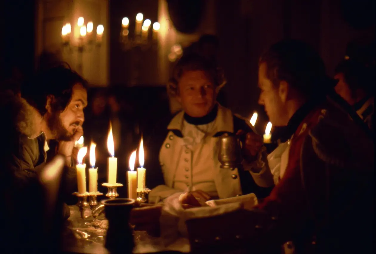Stanley Kubrick, Hardy Krüger e Ryan O'Neal in Barry Lyndon (1975)