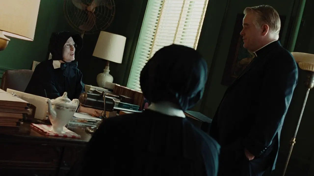 Meryl Streep e Phillip Seymour Hoffman in Il dubbio
