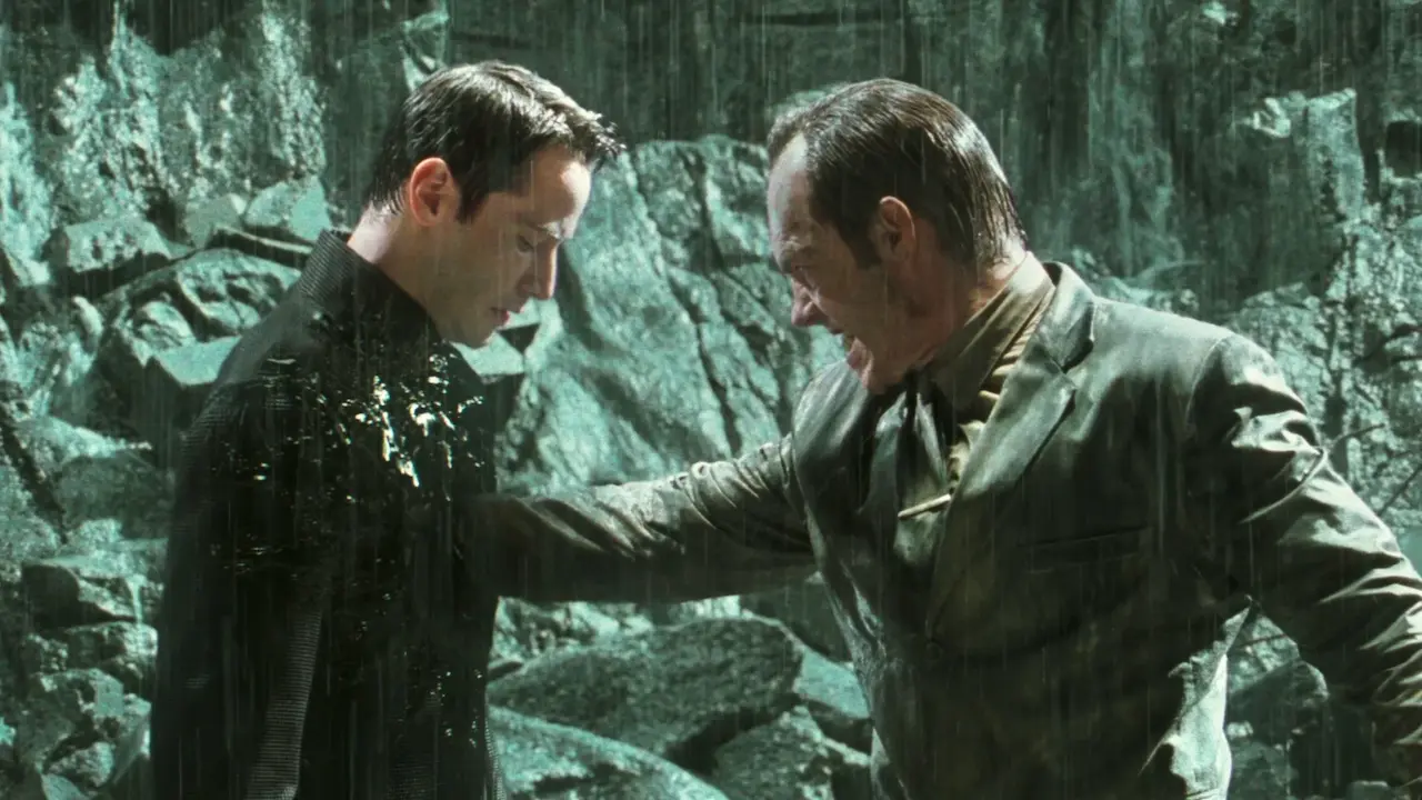 Keanu Reeves e Hugo Weaving in Matrix Revolutions